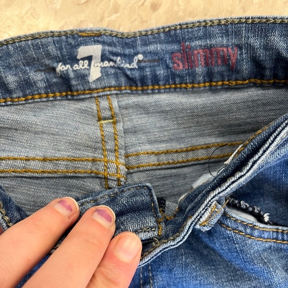 7 For All Mankind Kids Dark Wash "Slimmy" Jeans Size 8 - Picture 5 of 7